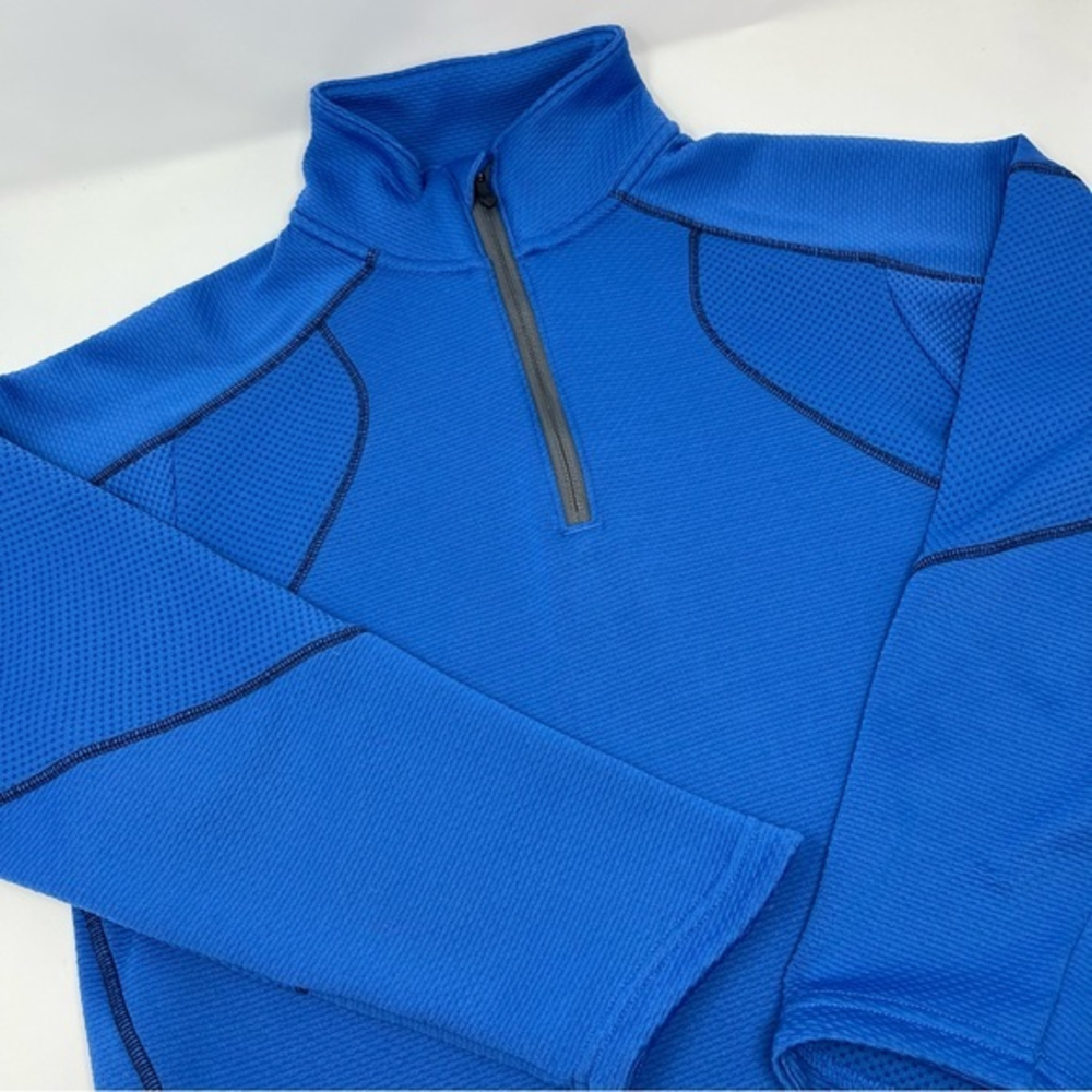Under Armor Blue‎ 1/4 Zip Pullover Zip Pocket Logo Mock Collar Loose Sz. Medium